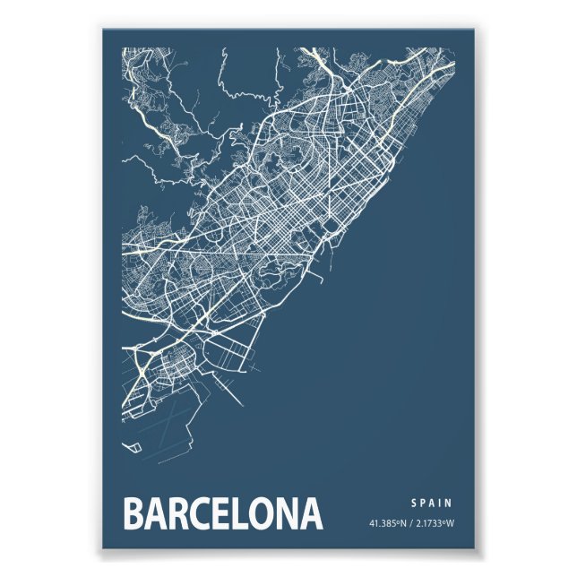 Foto Barcelona - España Mapa de la ciudad de Blueprint (Frente)