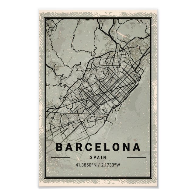 Foto Barcelona map print poster canvas | spain (Frente)