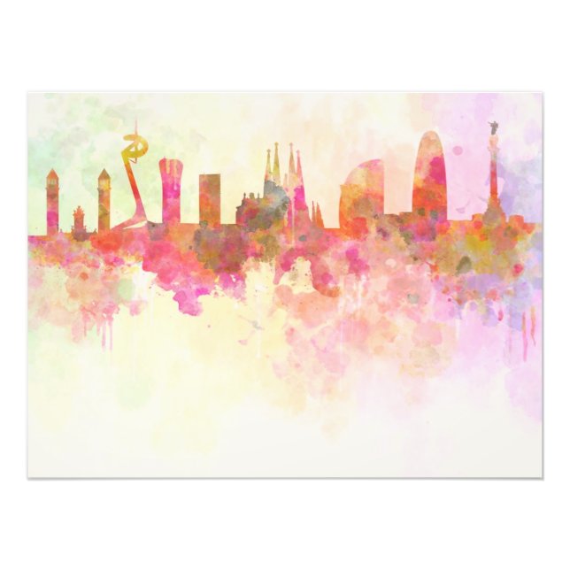 Foto Barcelona skyline in watercolour background (Frente)