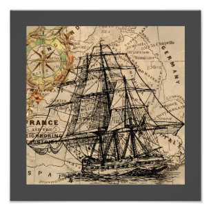 Foto Barco Antiguo y Mapa
