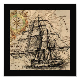 Foto Barco Antiguo y Mapa