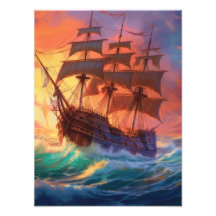Barco De Navegación En El Mar De Tormenta