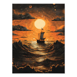 Foto Barco navegando por la noche
