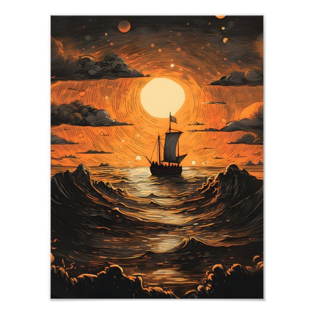 Foto Barco navegando por la noche (Frente)