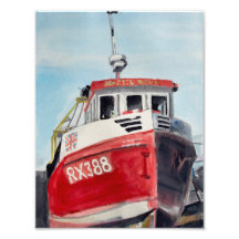 Barco Pesquero Rojo Aurora Ártica