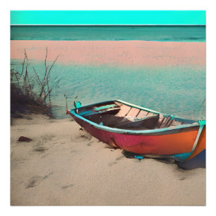 Foto Barco varado en una playa de arena   Arte generado