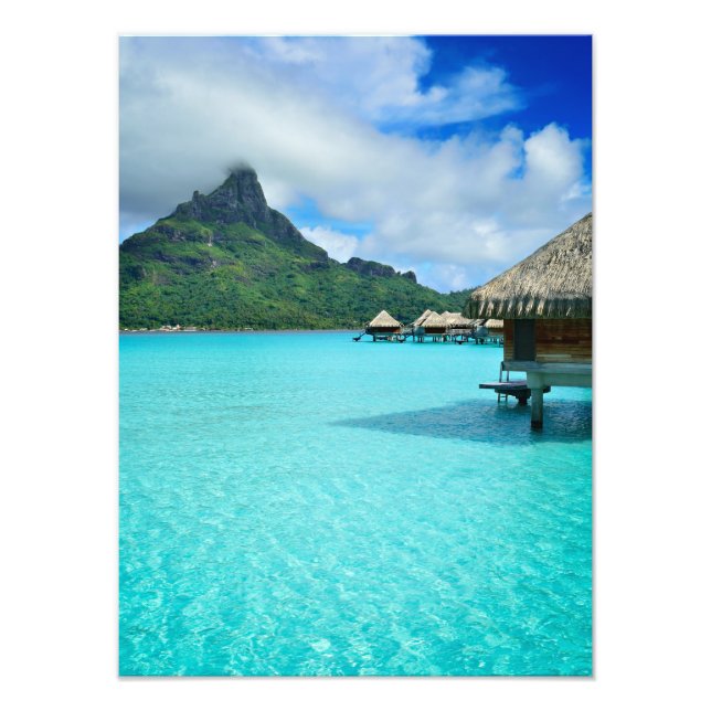 Foto Barcos de agua en la laguna de Bora Bora (Frente)