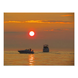 Foto Barcos en la puesta del sol - el lago Michigan