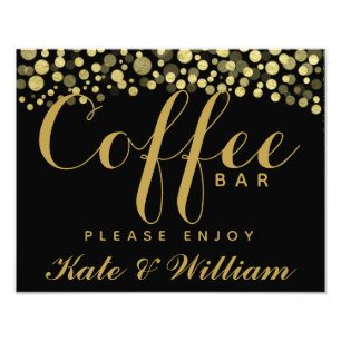 Foto Barra de café Gold y Black firma boda personalizad