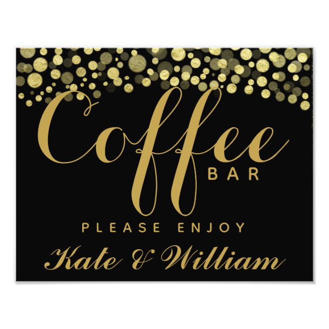 Foto Barra de café Gold y Black firma boda personalizad (Frente)