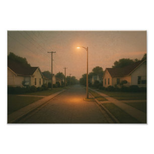 Foto Barrio de Crepúsculo con Streetlight - Dreamcore