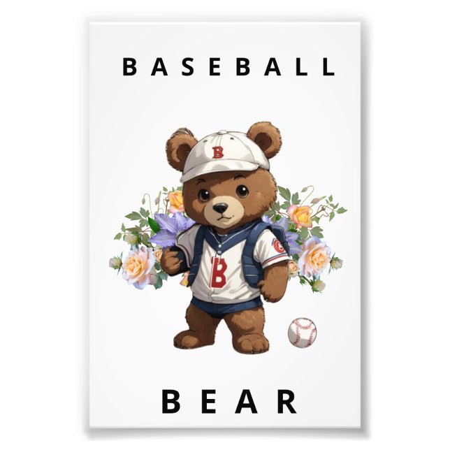 Foto Baseball Bear - Cute Sports Nursery Animal Design (Frente)