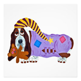 Foto Basset Hound in PJs with teddy bear