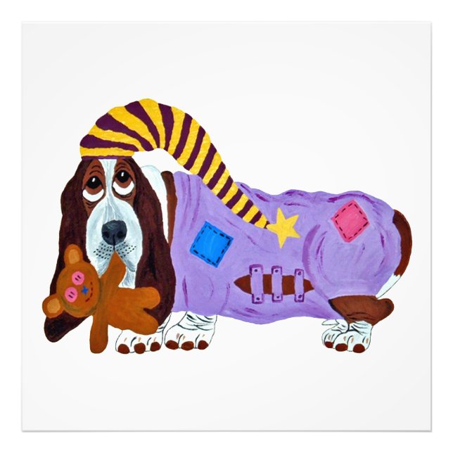 Foto Basset Hound in PJs with teddy bear (Frente)