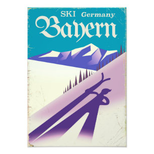 Foto Bayern Alemania poster de vacaciones de esquí vint