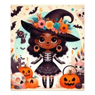 Foto Beautiful little witch halloween party
