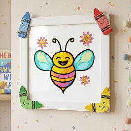 Foto Bebé Abeja Kawaii Sonriente Feliz con Flores Linda