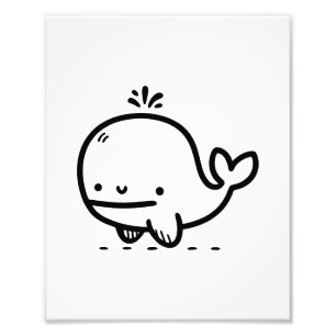Foto Bebé Ballena Adorable - Arte de Línea de Criatura