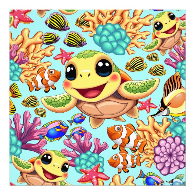 Foto Bebé de tortuga marina feliz y con carácter (Frente)