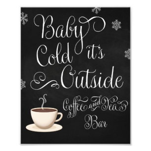 Foto Bebé hace frío afuera cartel de café bar de boda