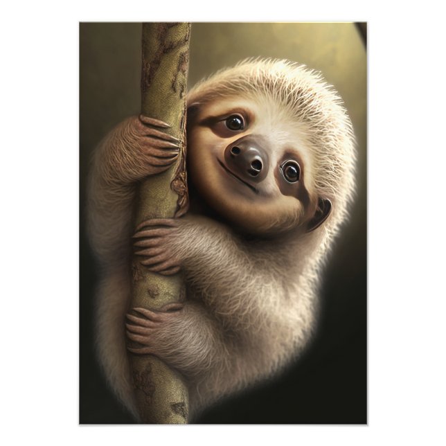 Foto Bebé lindo Sloth Sonriente Naturaleza animal (Frente)