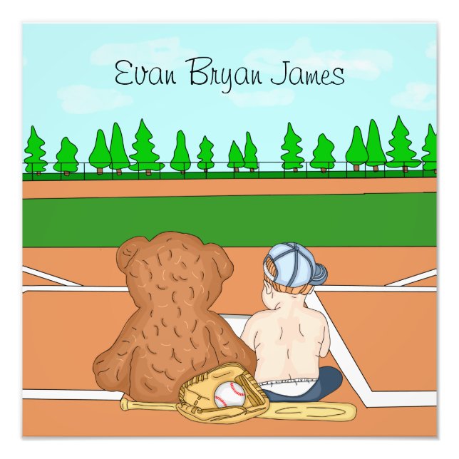 Foto Bebé personalizado en el oso gorro de béisbol Tedd (Frente)