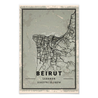 Foto Beirut map print poster canvas | Lebanon