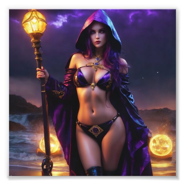 Foto Bella bruja de fantasía con cetro (Frente)