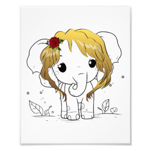 Foto Bella elefante bebé hembra con pelo amarillo