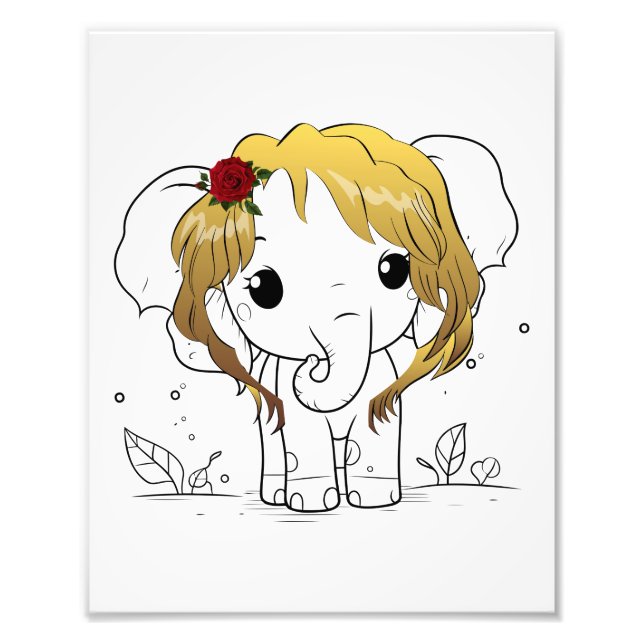 Foto Bella elefante bebé hembra con pelo amarillo (Frente)