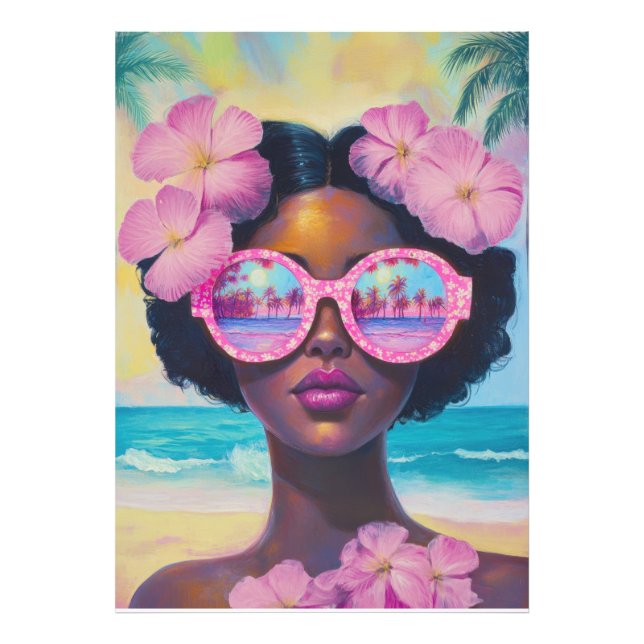 Foto Belleza tropical en tonos rosados (Frente)