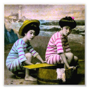 Foto Bellezas de baño japonesas nenas de playa vintage