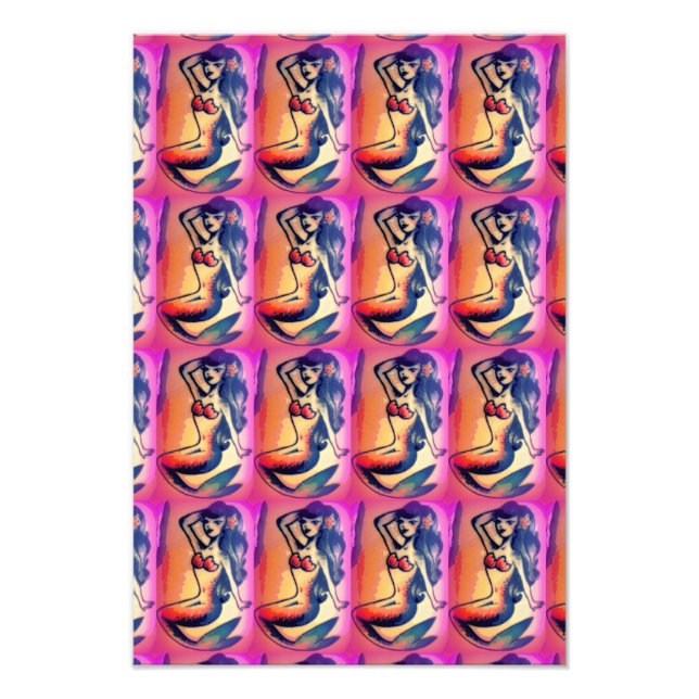 Foto bellezas de sirena de pelo oscuro (Frente)