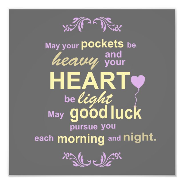 Foto Bendición irlandesa de la tipografía contemporánea (Frente)