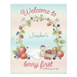 Foto Berry First 1st Birthday Party Poster