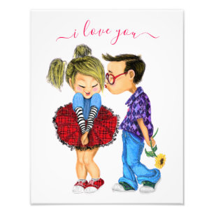 Foto Beso romántico lindo con texto - te amo