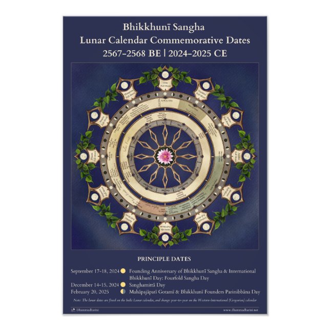 Foto Bhikkhunī Sangha Calendario Lunar 2024-2025 (Frente)