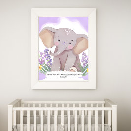 Foto Biblia Verse Elephant Baby Nursery Wall Art