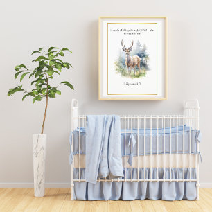 Foto Biblia Verse Woodland Nursery Art, Deer,