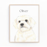Foto Bichón, boloñés, algodón, habanés, arte maltés<br><div class="desc">¡Estoy enamorado de este ilustracion de acuarela maravillosamente detallado de un bichón, boloñés, algodón de tulear, havanés o maltés! Personalice estas impresiones artísticas con su nombre o monograma para complementar su decoración y cambiar las fuentes seleccionando la opción "editar usando herramienta de diseño" en la personalización. ¡Compra el resto de...</div>