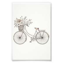Bicicleta vintage con imagen de cesta en flor