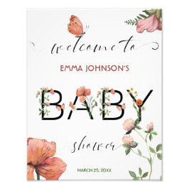 Foto Bienvenida a la fiesta de baby shower de amapolas