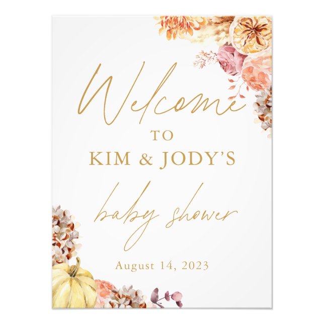 Foto Bienvenidos a Baby Shower de Little Pumpkin Fall F (Frente)