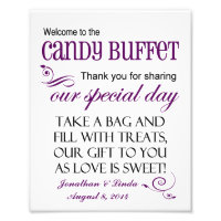Bienvenidos al Rótulo Boda Candy Buffet Violet