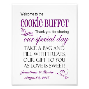 Foto Bienvenidos al Rótulo Boda Cookie Buffet - Plum