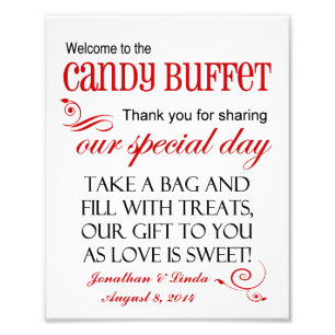 Foto Bienvenidos al Rótulo Boda Rojo Candy Buffet