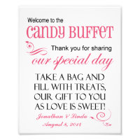Bienvenidos al Rótulo Boda rosado Candy Buffet
