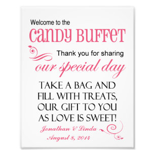 Foto Bienvenidos al Rótulo Boda rosado Candy Buffet
