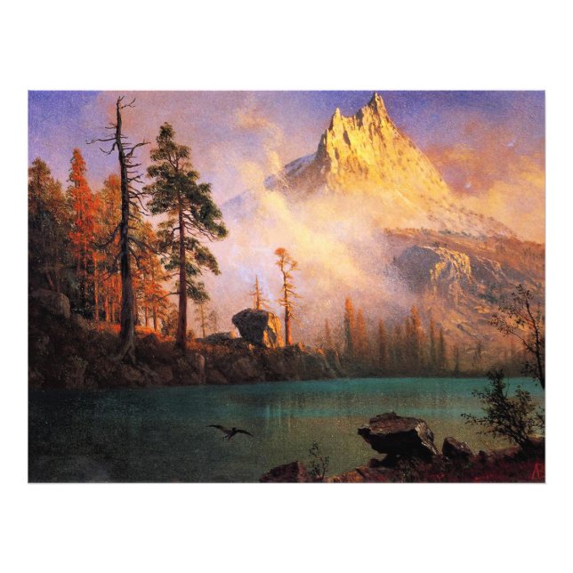 Foto Bierstadt - Lago de montaña, pintura artística fin (Frente)