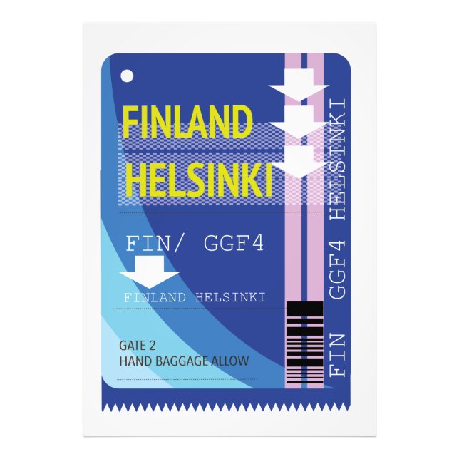 Foto Billete de viaje de Helsinki de Finlandia (Frente)